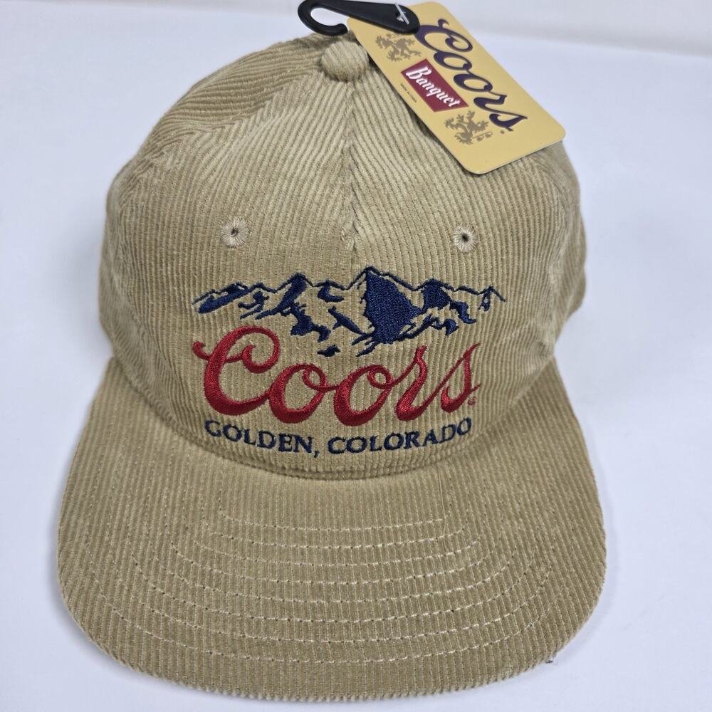 COORS Licensed Banquet Beige Corduroy Snapback Hat Golden Colorado Cap NEW w/Tag